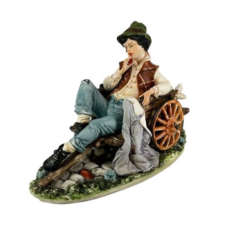 Capodimonte "Boy in Apple Cart" Porcelain Figurine