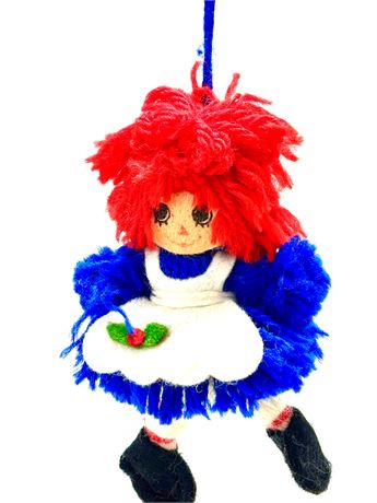 Vtg Bobbs-Merrill 1975 Raggedy Ann Yarn Doll Ornament