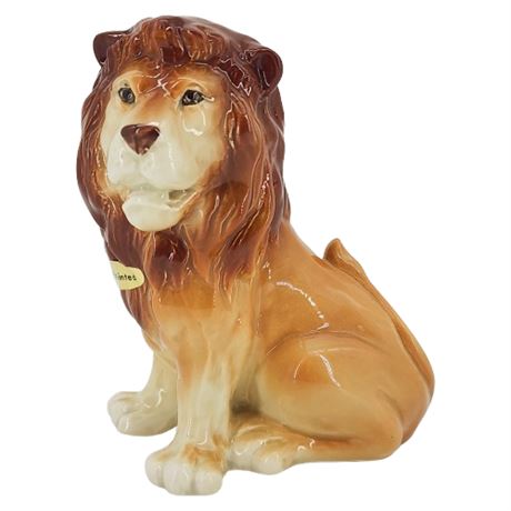Vintage 80s Otagiri Hand Painted Ceramic Lion Coin Bank