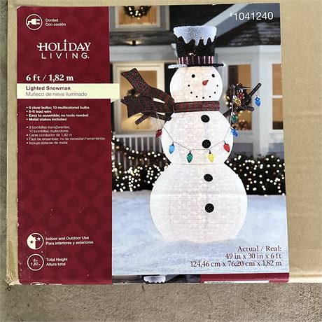 VERY LARGE Light Up Snowman Holiday Decoration