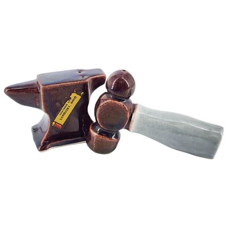 Vintage Ceramic Hammer & Anvil Salt & Pepper Shakers