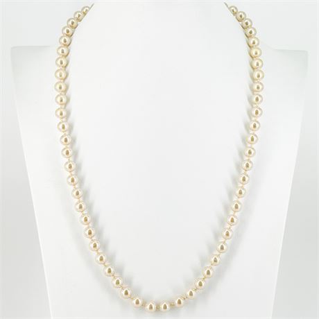 Vintage Faux Pearl & Gold Tone Beaded Necklace