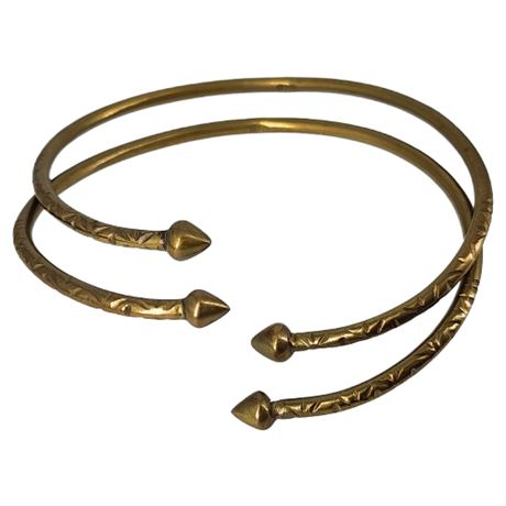 Pair Vintage Brass Bypass Bangle Bracelets
