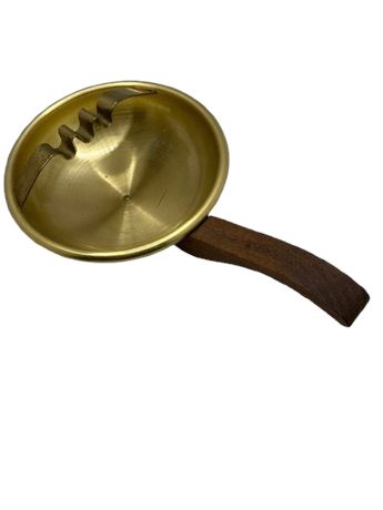 Vintage brass ashtray with wooden handle