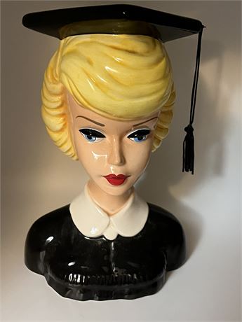 Vintage 1994 graduating Barbie large headvase