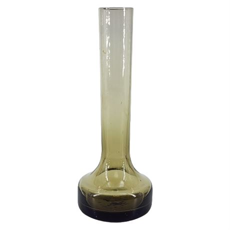 Mid-Century Scandinavian Olive Glass Bud Vase