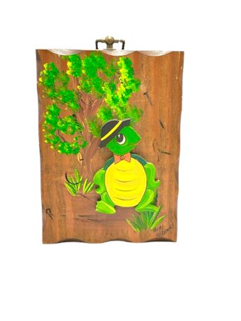 Vtg Handmade Wooden Turtle Wall Art