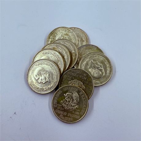10 UNC 1953 Hidalgo 5 Silver Pesos