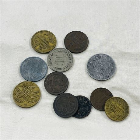 11 Second Reich + Weimar Coins