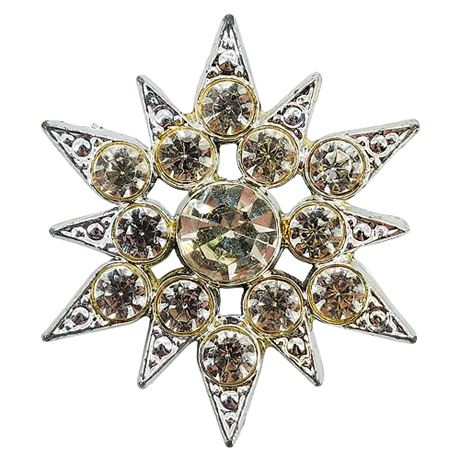Vtg Rhinestone Starburst Brooch