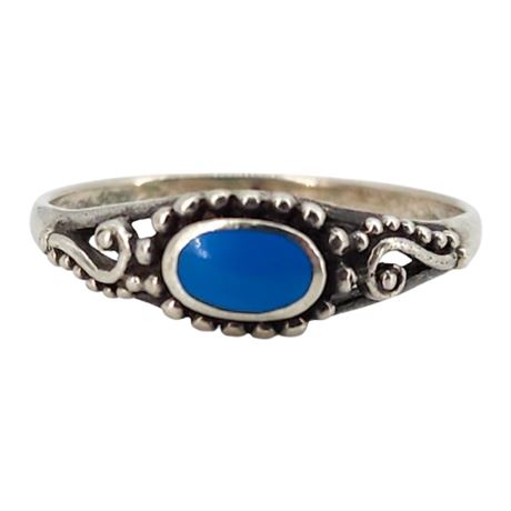 Vintage Sterling Silver Turquoise Ring, Sz 6.5