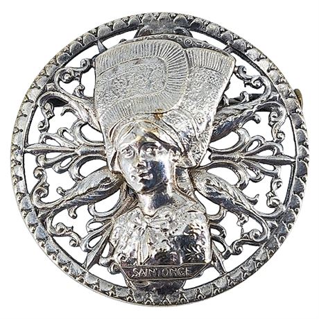 Vintage "Saintonge" French Girl Filigree Brooch