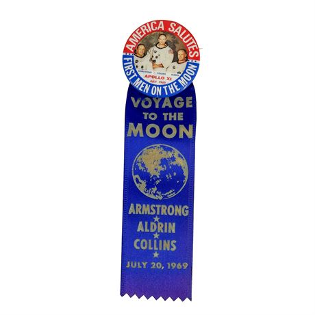 Official Apollo XI Commemorative Button and Ribbon
