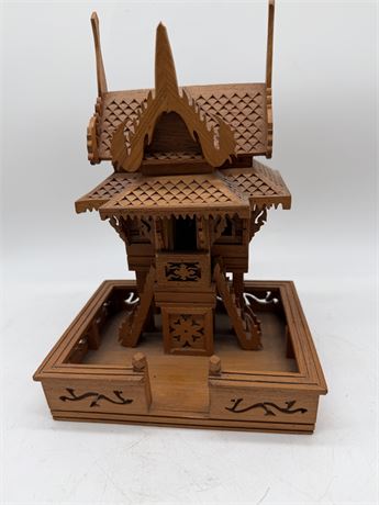 Handcrafted Tai Spirit House in Teak Wood