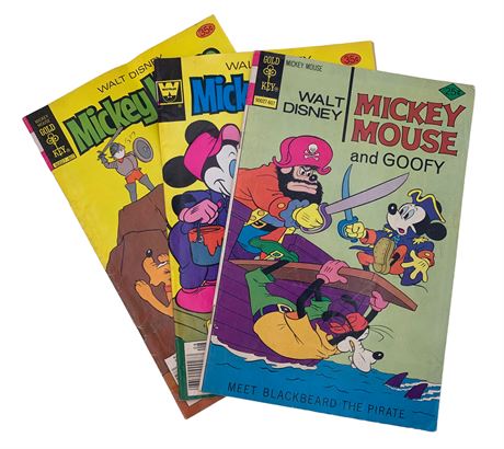 Three 25 cent to 35 cent Mickey Mouse 1976-1978 Comic Books
