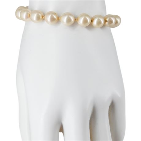 Signed Vintage VENDOME Faux 8.5mm Pearl Bracelet