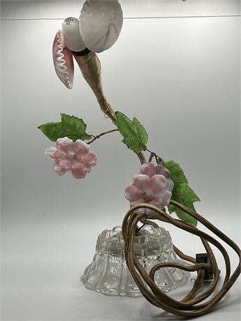 1930s Glass flowered vintage lamp