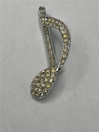 Rhinestone musical note brooch