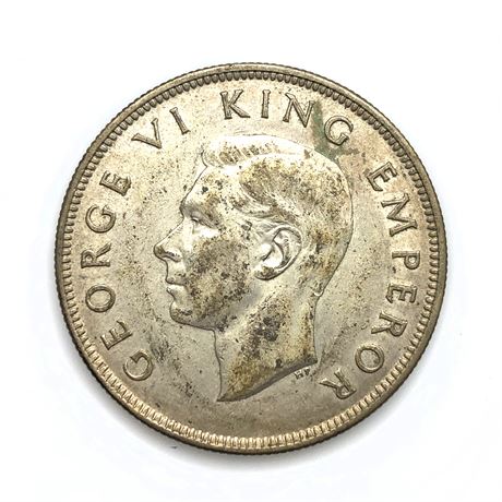 1937 New Zealand Half Crown Silver Coin