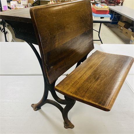 Antique Eclipse School Desk w/ Cast Iron Legs