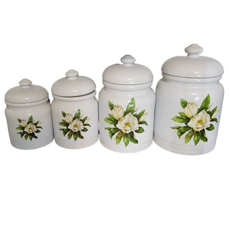 White Floral Canister Set