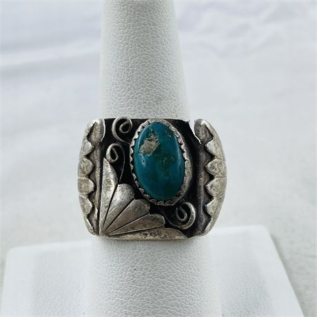 Rare 8g Charlie Bowie Navajo Signed Sterling Ring Size 8