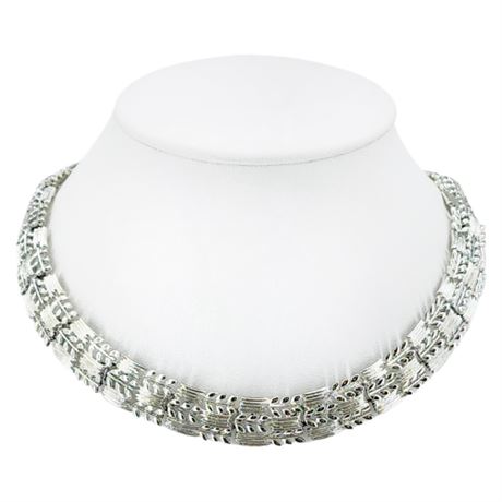 Vintage LISNER Silver Tone Choker Necklace