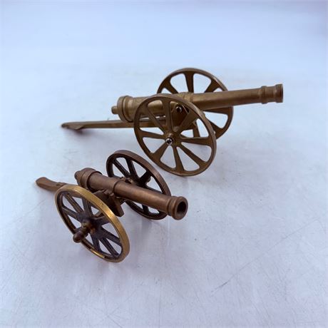 2 Vintage 8” + 10” Brass Cannons