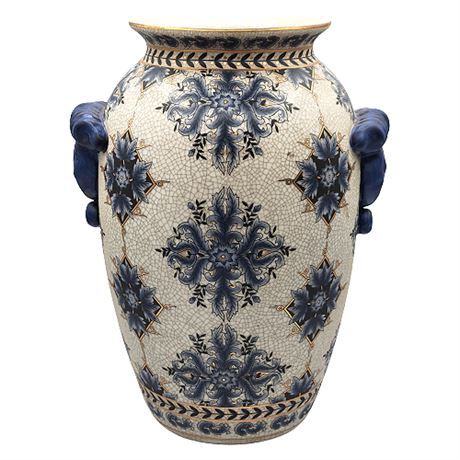 15 Inch Chinese Blue & White Porcelain Crackle Vase