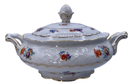 1945-1949 Schumann Germany US Zone Lidded Floral Porcelain Tureen