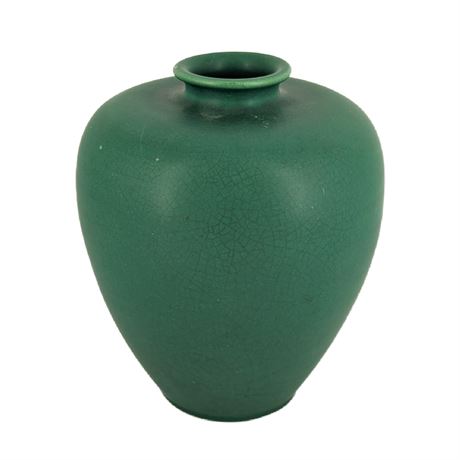 Vintage Matte Green Medium Vase Marked AG