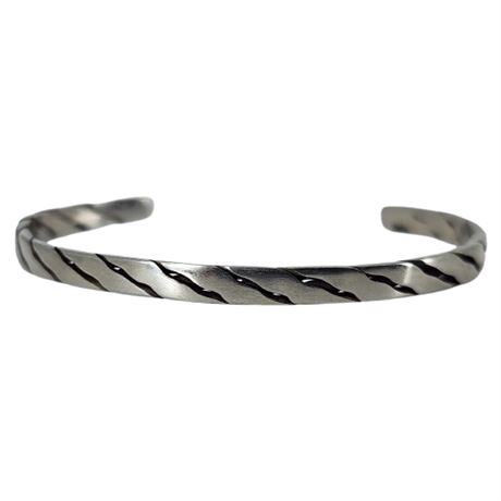 Vintage Child Size Silver Tone Twisted Cuff Bracelet