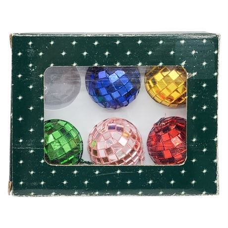 Vintage Kurt Adler Multicolored Mini Disco Ball Ornaments in Original Box
