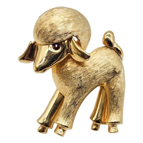 Vintage MARVELLA Rhinestone Eye Modernist Lamb Brooch