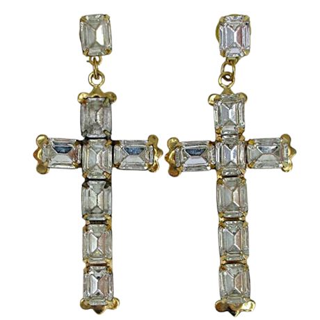 Large CROSS Costume Jewelry Earrings