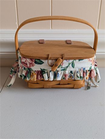 Small Longaberger Floral Lined Basket