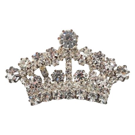 Vintage Prong Set Rhinestone Tiara/Crown Brooch