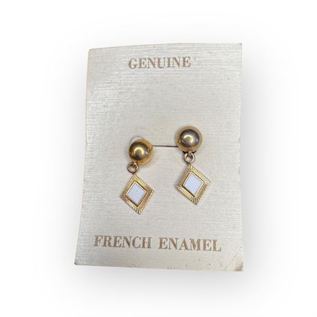 French Enamel Drop Post Earrings