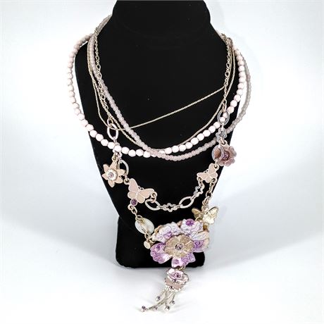 Danish Design Multi-Strand Floral & Butterfly Statement Necklace