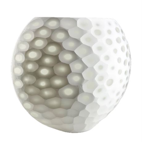 Glass Vase with Carved Honeycomb Design
