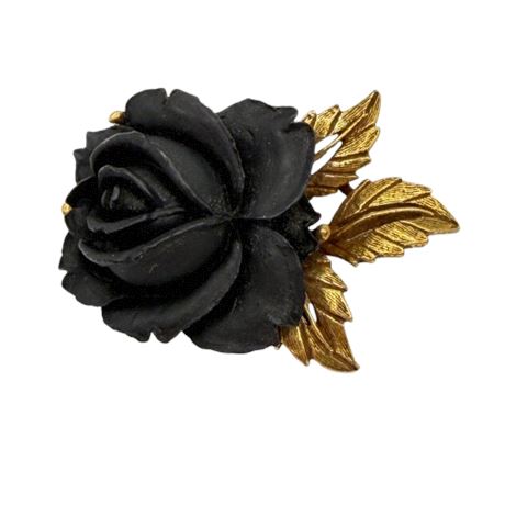 Vintage Black Rose Pin
