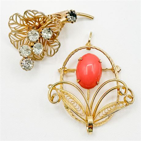 Vintage Gold Tone Scatter Brooches