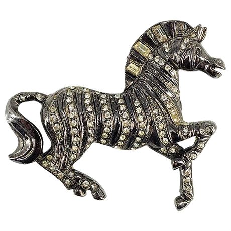 Vintage DESIGNS BY PAULA Rhinestone Zebra Brooch