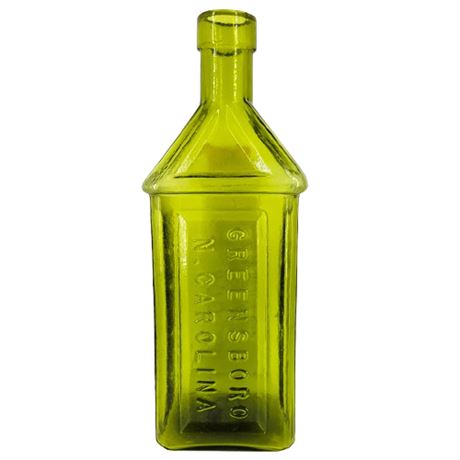 Vintage Large Olive Green Glass Old Home Bitters Bottle