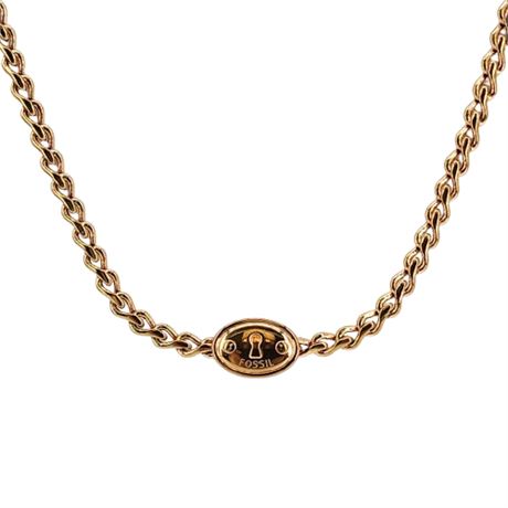 FOSSIL Gold Tone Keyhole Pendant Infinity Necklace