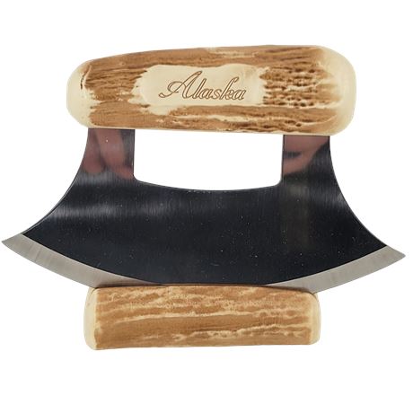 The Ulu Factory Resin Alaska Souvenier Skinning Knife with Stand