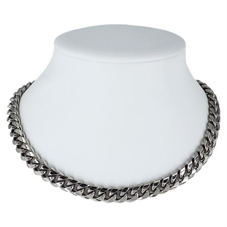 Vintage EMMONS Silver Tone Chunky Cuban Link Chain Necklace