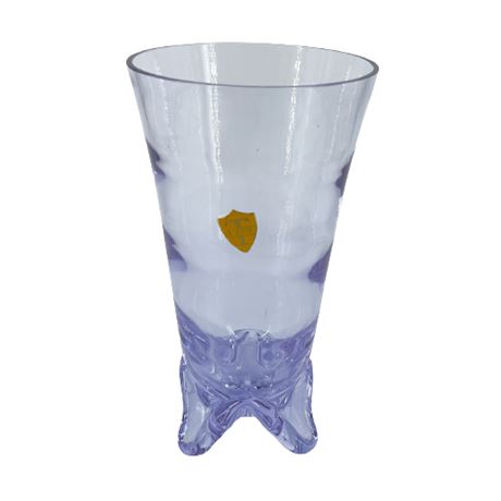 Tiffin Glass Swedish Modern Footed Vase Dichroic Blue