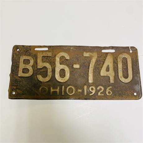 1926 Ohio License Plate