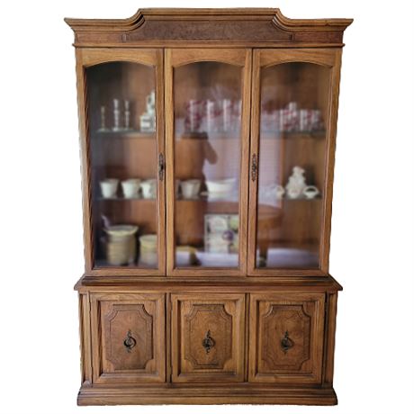 American of Martinsville Walnut Lighted China Display Cabinet